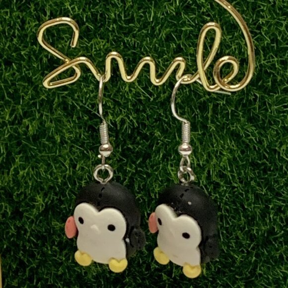 Penguin Earring, Penguin Jewelry, Christmas Earrings, Silly Animal Earring, Gift - Picture 4 of 5